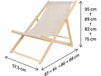 Set di 2 sedie a sdraio in legno "Chilean" - 107 x 56.5 x 81 cm Ecru