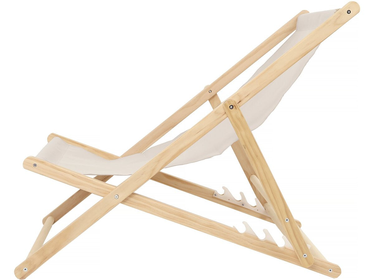 Set di 2 sedie a sdraio in legno "Chilean" - 107 x 56.5 x 81 cm Ecru