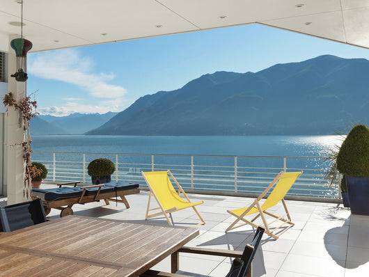 Set di 2 sedie a sdraio in legno "Chilean" - 107 x 56.5 x 81 cm - Giallo