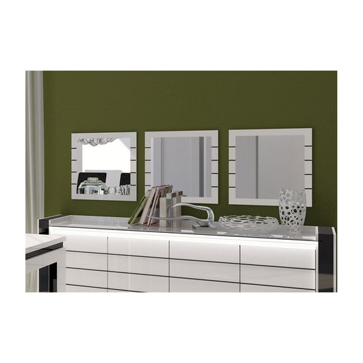 Set di 3 specchi quadrati LINA bianco e nero lucido - 60 cm