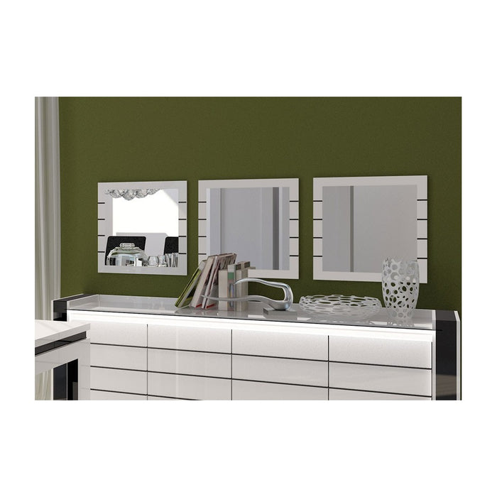 Set di 3 specchi quadrati LINA bianco e nero lucido - 60 cm