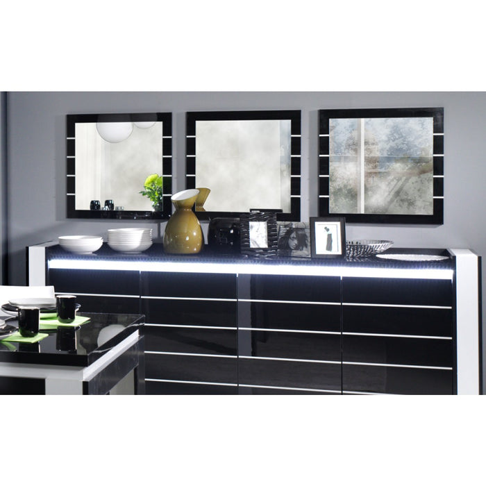 Set di 3 specchi LINA nero e bianco lucido - 60 x 60 cm
