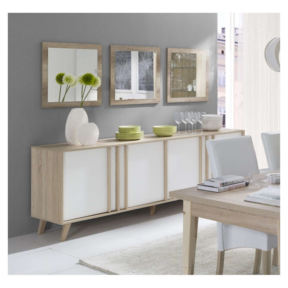 Set di 3 specchi MALMO colore sonoma 60x60x3