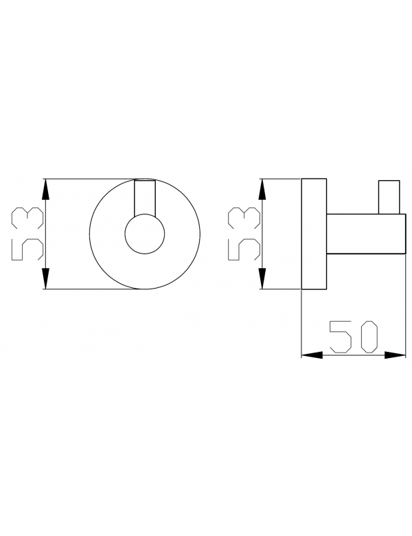 Set 2 ganci appendiabiti singoli COLORADO in metallo ottone grigio lucido 5,3 cm