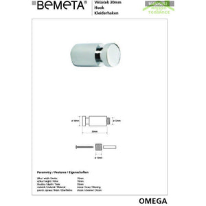 Set di 3 ganci singoli OMEGA in ottone cromato 1,6x1,6x3cm