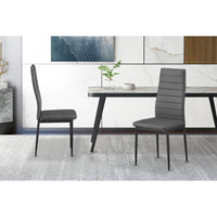 Set di 4 sedie da pranzo KEIZO – Design moderno – Gambe in metallo nero – Rivestimento in PU grigio