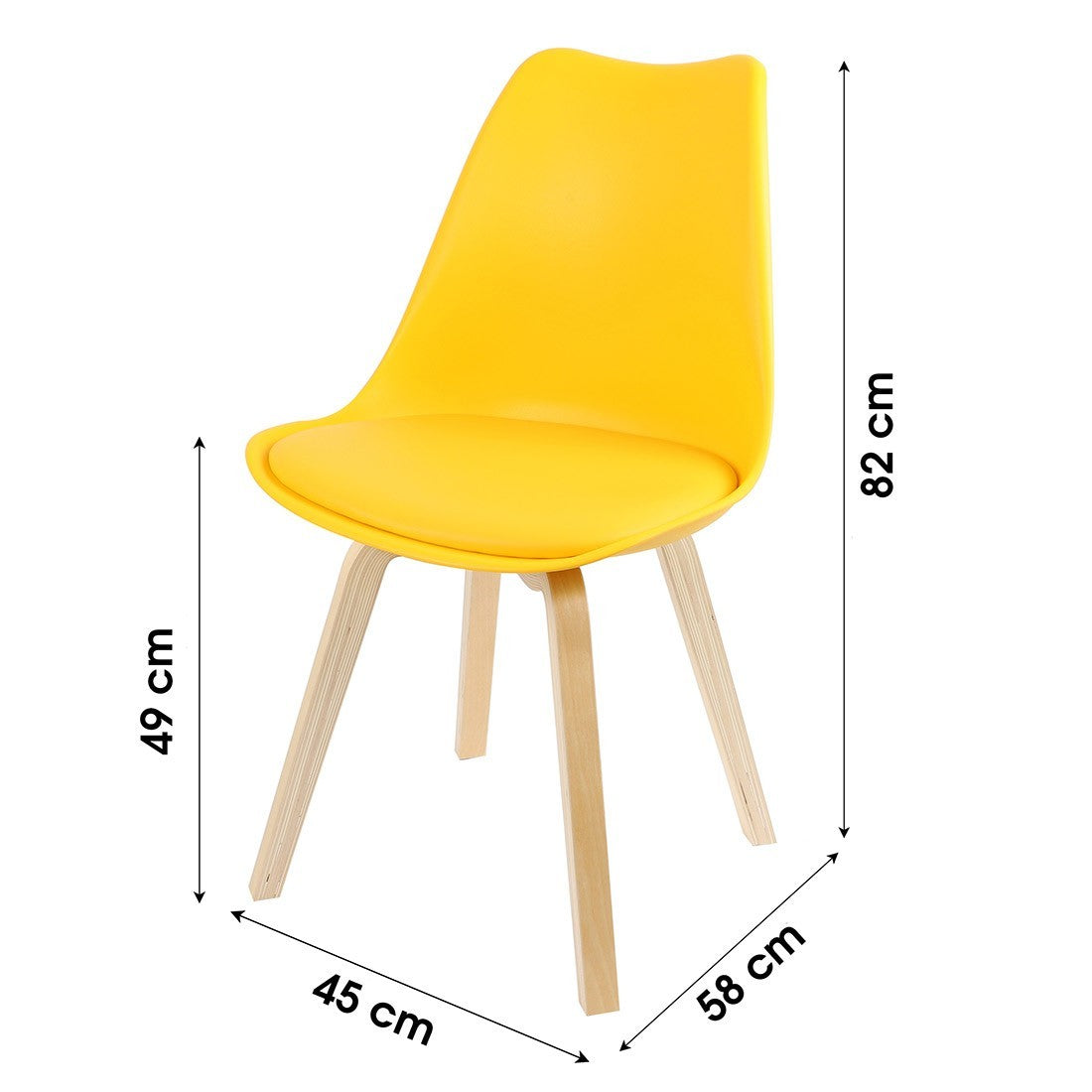 Set di 4 sedie design con cuscino colore giallo senape collezione MIA