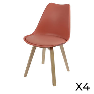 Set di 4 sedie design rosso terracotta con cuscino collezione MIA