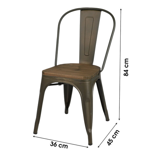 Set di 4 sedie in metallo grigio scuro in stile industriale. Collezione FACTORY.