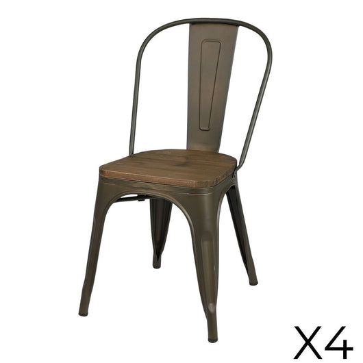 Set di 4 sedie in metallo grigio scuro in stile industriale. Collezione FACTORY.