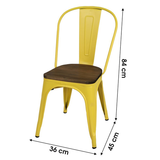 Set di 4 sedie in metallo giallo in stile industriale. Collezione FACTORY.