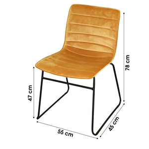 Set di 4 sedie in velluto a coste giallo collezione NETS stile industriale