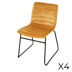 Set di 4 sedie in velluto a coste giallo collezione NETS stile industriale