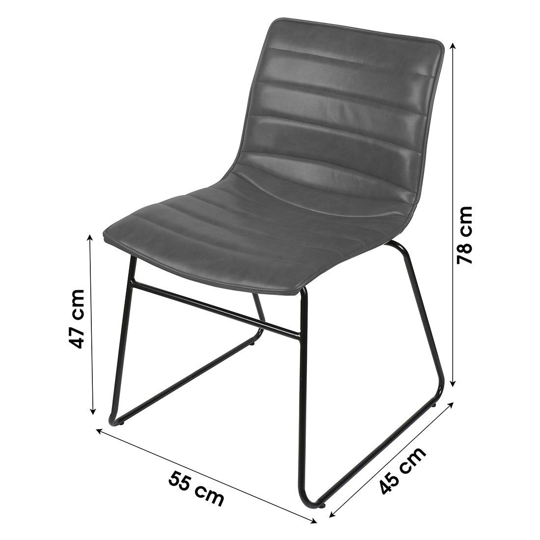 Set di 4 sedie in PU effetto quarzo grigio, collezione NETS, stile industriale