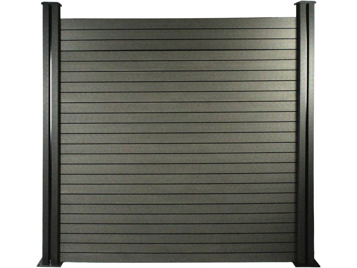 Set di 6 listelli per recinzione in  composito + profilo di finitura in composito - 1,60 m - grigio scuro