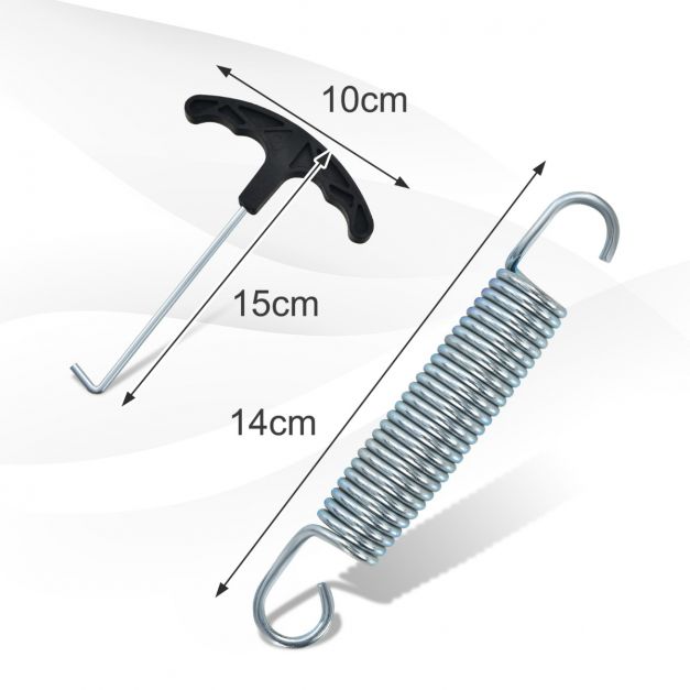 Set di 20 molle per trampolino molle in acciaio zincato per carichi pesanti con strumento di trazione a T 14 cm 20_0008792
