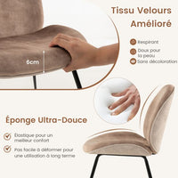 Set di 2 sedie da pranzo in velluto con base in metallo Sedia moderna imbottita per il tempo libero Sedia in stile per camera da letto Cafe 20_0008743