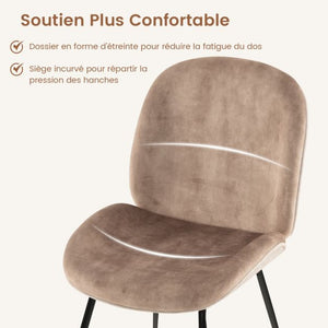 Set di 2 sedie da pranzo in velluto con base in metallo Sedia moderna imbottita per il tempo libero Sedia in stile per camera da letto Cafe 20_0008743