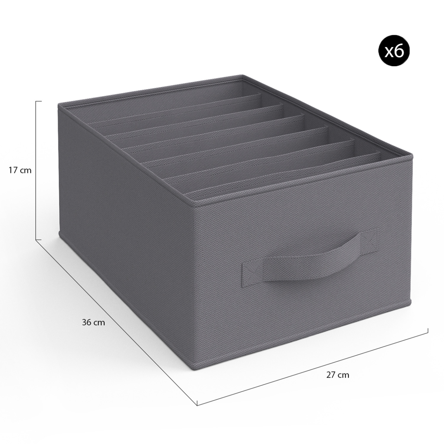 IDMarket - Lote de 14 cajas organizadoras de tocador gris antracita