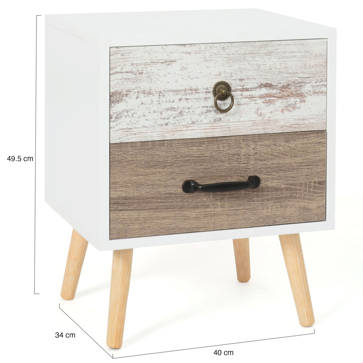 IDMarket - Lote de 2 mesillas de noche escandinavas de 2 cajones BAHIA
