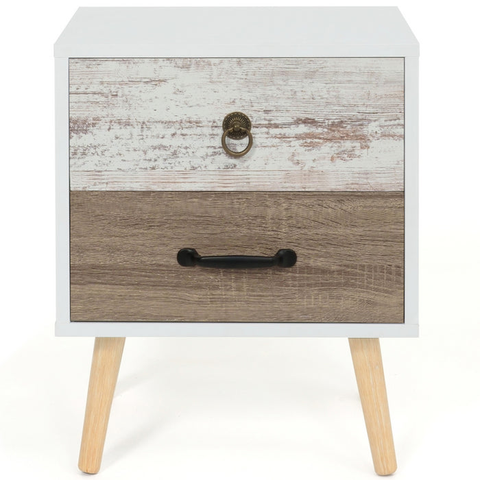 IDMarket - Lote de 2 mesillas de noche escandinavas de 2 cajones BAHIA