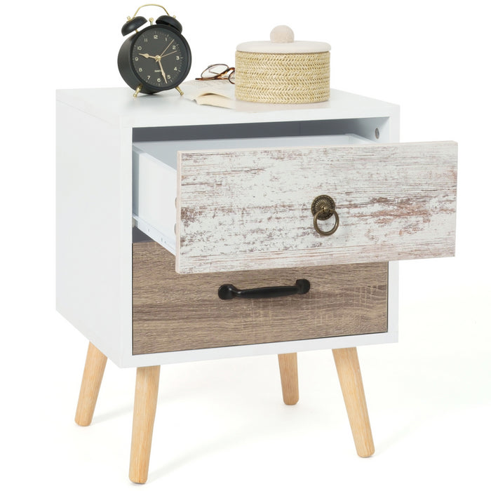 IDMarket - Lote de 2 mesillas de noche escandinavas de 2 cajones BAHIA