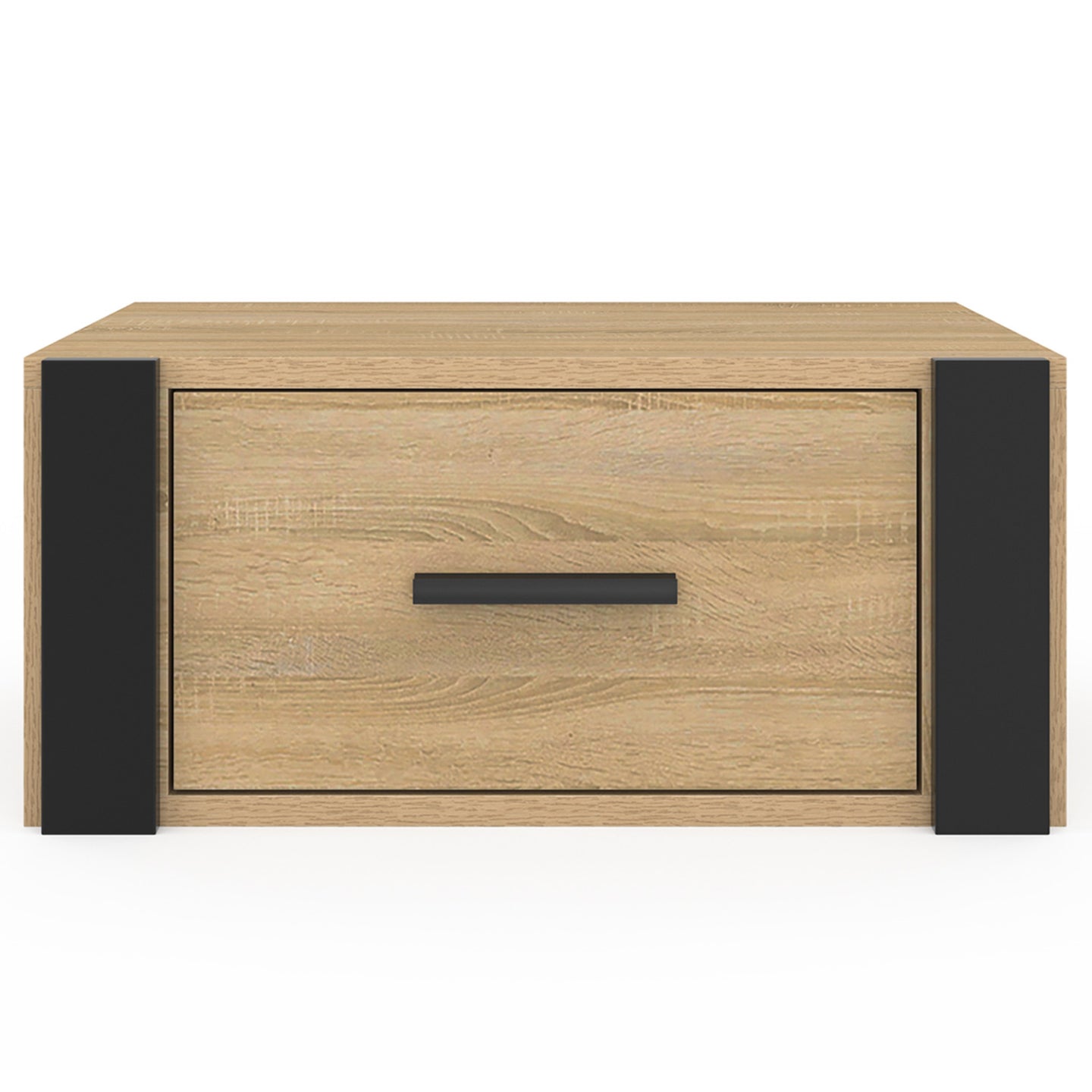 IDMarket - Lote de 2 mesillas de noche murales ONYX con estantes de madera y negros