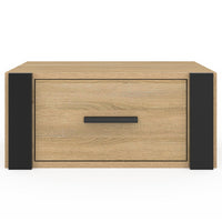 IDMarket - Lote de 2 mesillas de noche murales ONYX con estantes de madera y negros