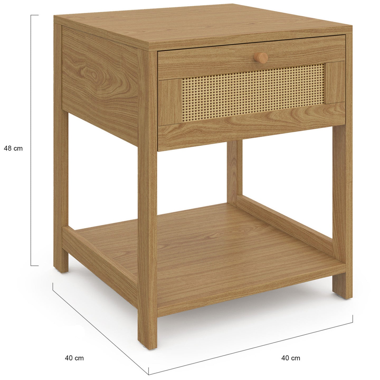 IDMarket - Lote de 2 mesillas de noche vintage HANAE 1 cajón 1 estante efecto caña natural