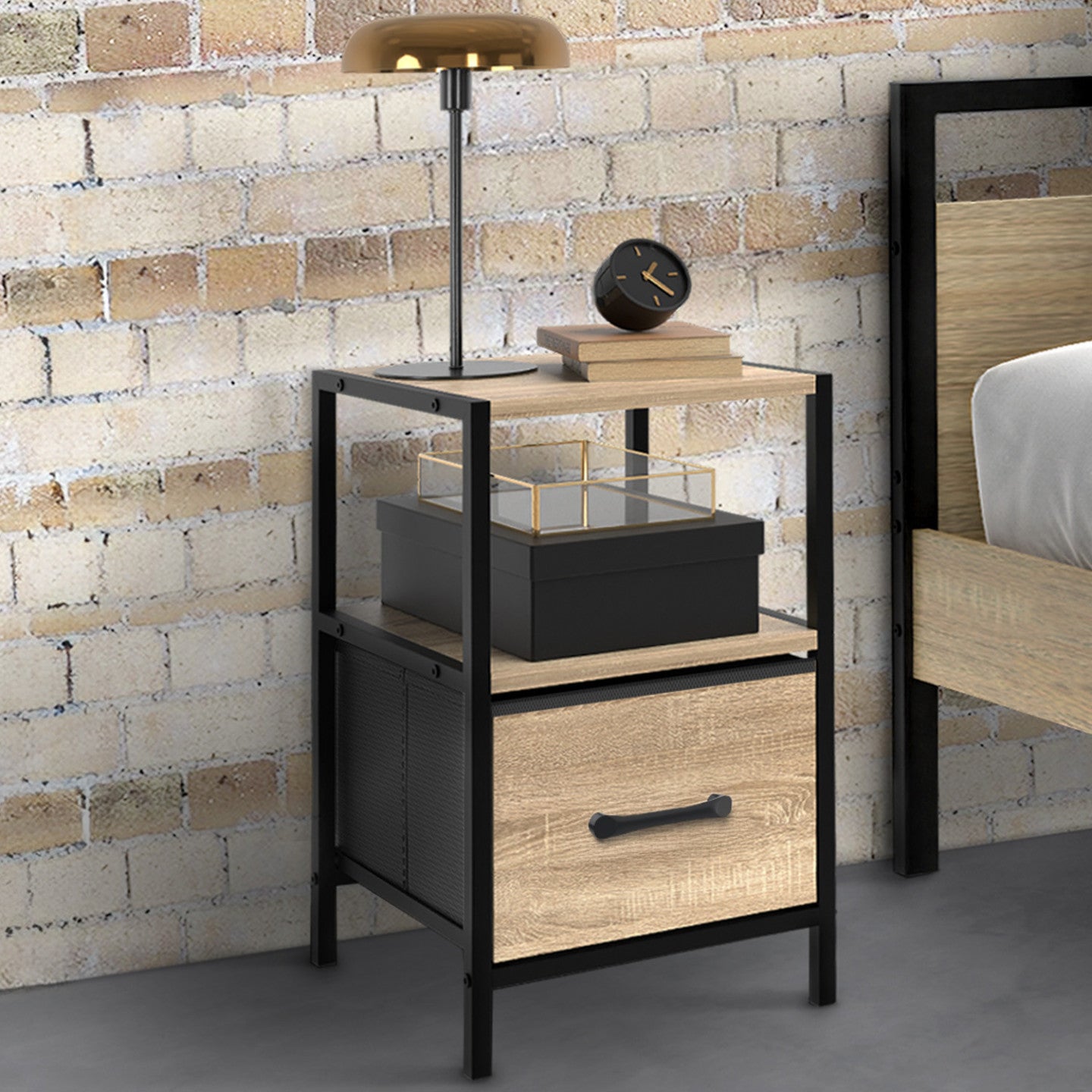 IDMarket - Lote de 2 mesillas UTAH, 1 cajón y 1 nicho