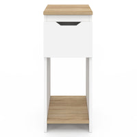 IDMarket - Lote de 2 mesitas de noche ANOUK, 1 cajón y una hornacina, blanco y madera