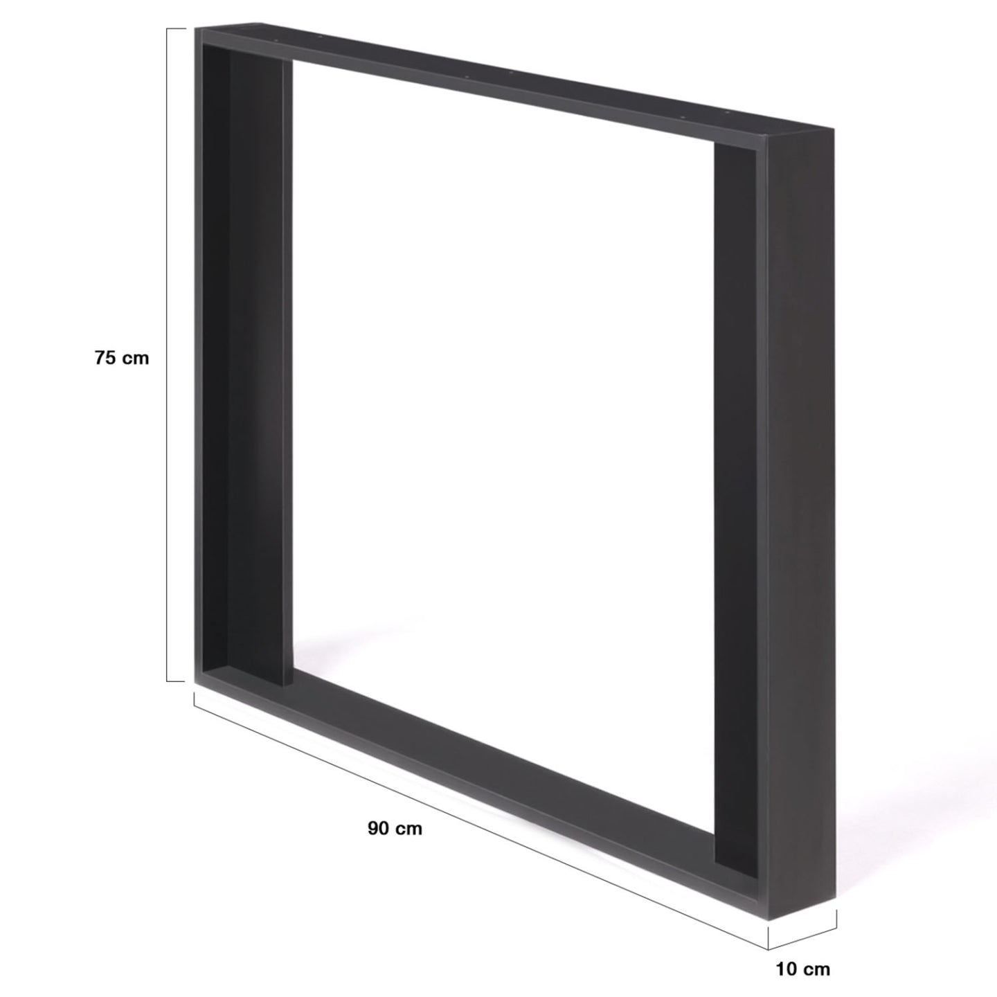 IDMarket - Lote de 2 patas de mesa cuadradas negras PHOENIX 75 cm