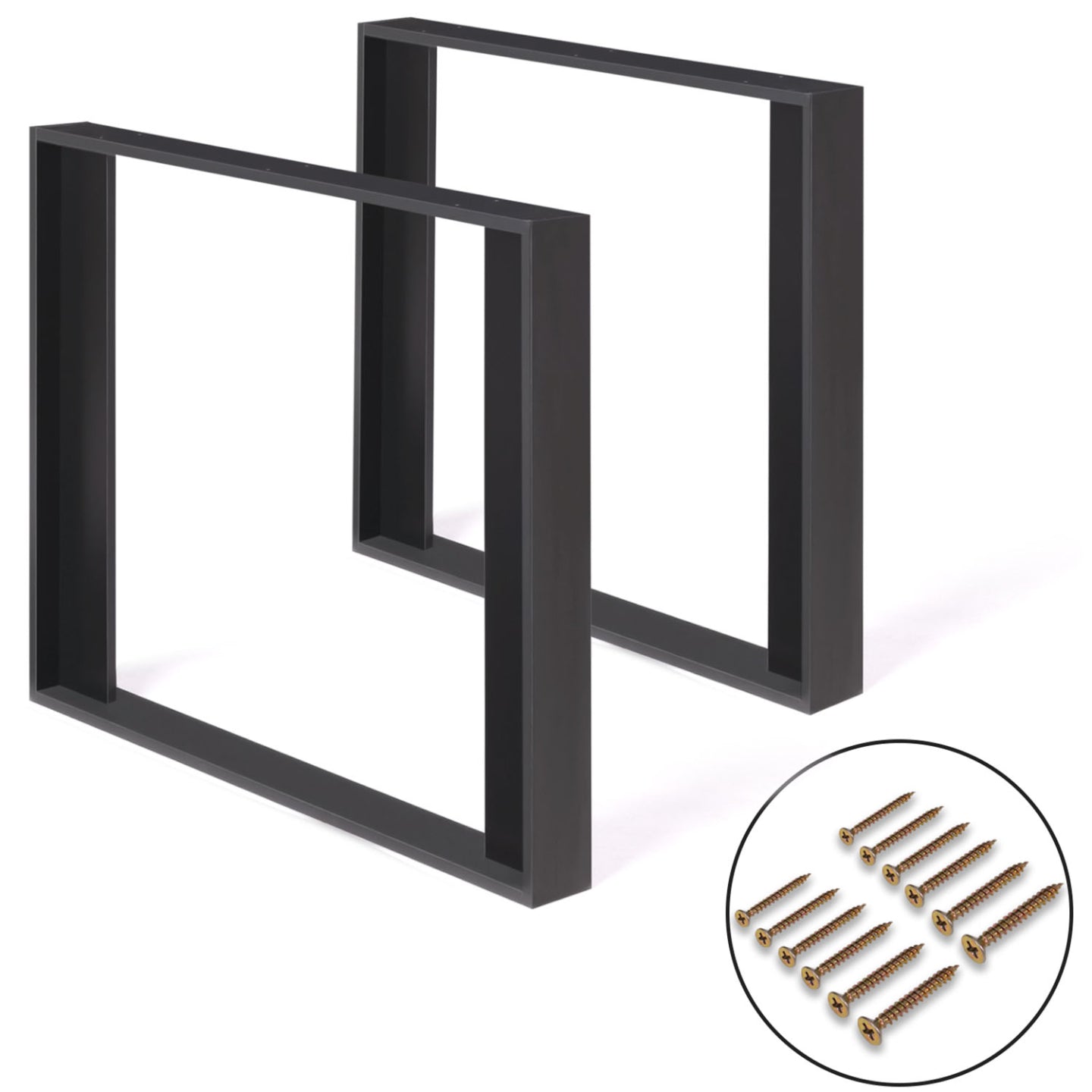 IDMarket - Lote de 2 patas de mesa cuadradas negras PHOENIX 75 cm