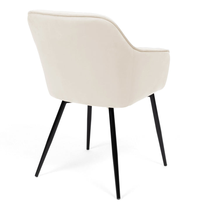 IDMarket - Lote de 2 sillas de comedor MADY de terciopelo beige con reposabrazos
