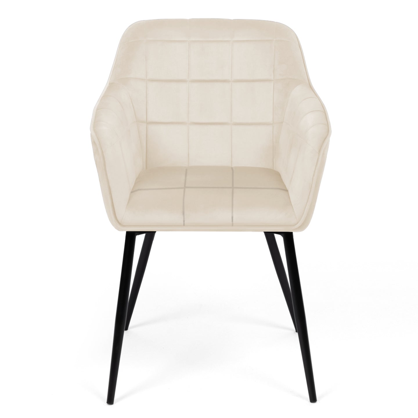 IDMarket - Lote de 2 sillas de comedor MADY de terciopelo beige con reposabrazos