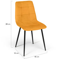 IDMarket - Lote de 4 sillas MILA en mezcla de terciopelo color azul x2, amarillo ocre, rosa