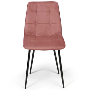 IDMarket - Lote de 4 sillas MILA en mezcla de terciopelo color azul x2, amarillo ocre, rosa