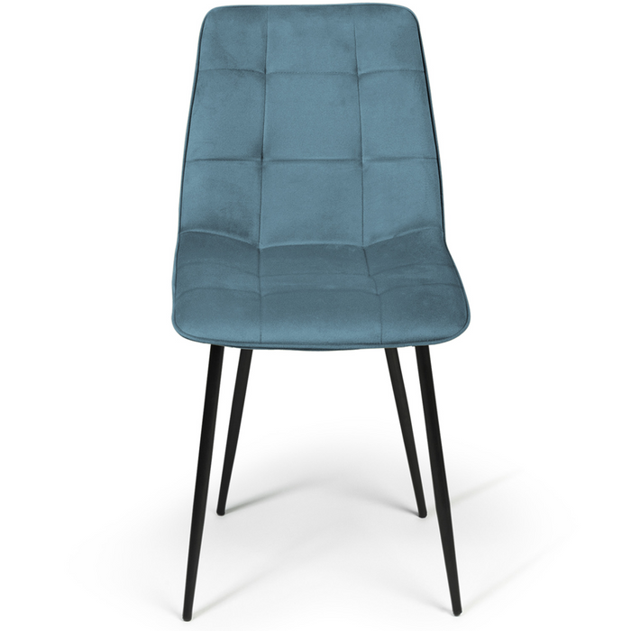 IDMarket - Lote de 4 sillas mixtas de terciopelo pastel MILA en azul, gris claro, gris oscuro y rosa