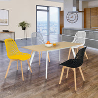 IDMarket - Lote de 4 sillas mixtas MANDY en negro, gris claro, blanco y amarillo