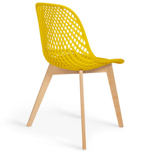 IDMarket - Lote de 4 sillas mixtas MANDY en negro, gris claro, blanco y amarillo