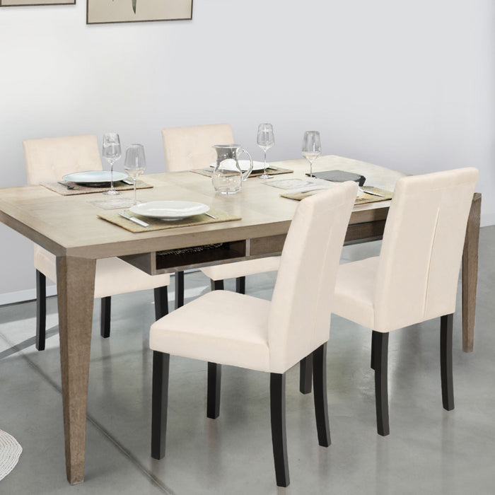 IDMarket - Lote de 4 sillas POLGA tapizadas en terciopelo beige con patas negras