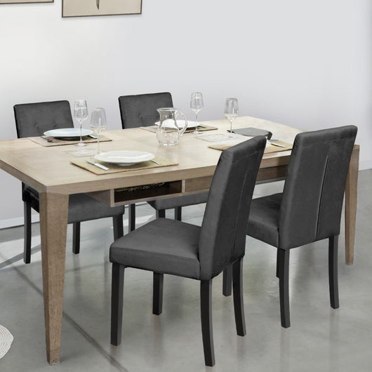 IDMarket - Lote de 4 sillas POLGA tapizadas en terciopelo gris con patas negras