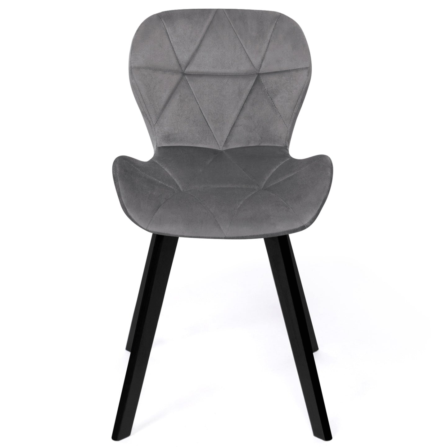 IDMarket - Lote de 4 sillas ROBINE de terciopelo gris claro con patas negras