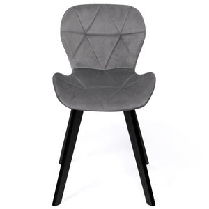 IDMarket - Lote de 4 sillas ROBINE de terciopelo gris claro con patas negras