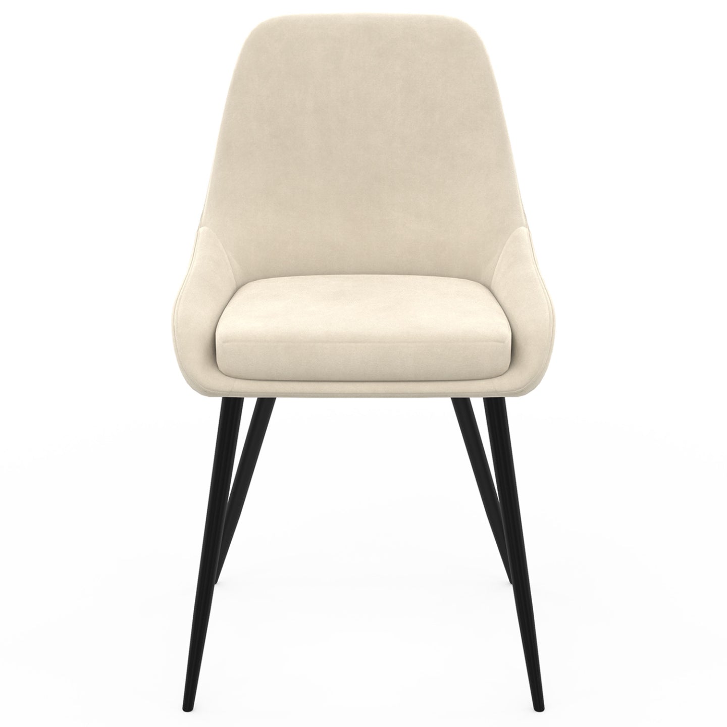 IDMarket - Lote de 4 sillas THALYA de terciopelo beige con medio reposabrazos