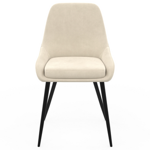 IDMarket - Lote de 4 sillas THALYA de terciopelo beige con medio reposabrazos