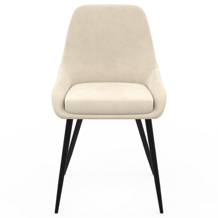 IDMarket - Lote de 4 sillas THALYA de terciopelo beige con medio reposabrazos