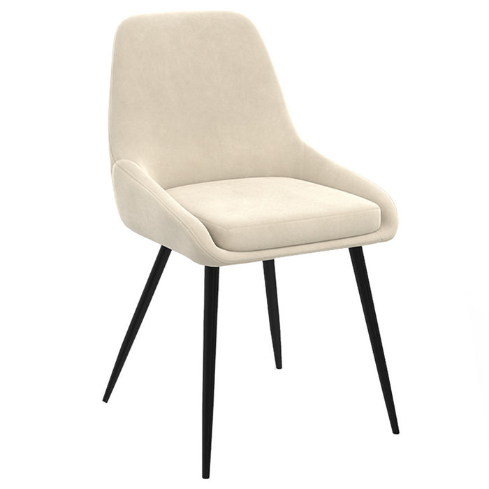 IDMarket - Lote de 4 sillas THALYA de terciopelo beige con medio reposabrazos