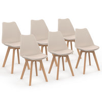 IDMarket - Lote de 6 sillas de comedor escandinavas SARA beige