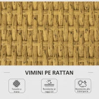 Salotto da Giardino in Rattan PE con Chaise Longue, Divano 2 Posti e Tavolino, Crema